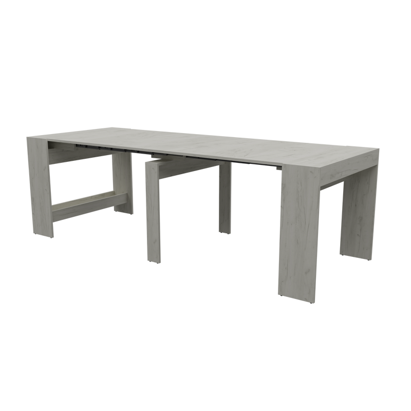 Обеденный раздвижной стол для кухни Неман ПИТОН Лайт Дуб крафт белый